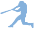 icon silhouette swinging baseball bat, blue