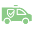 icon vehicle with shield/check, green