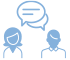 icon people with speech bubbles, blue