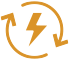 icon lightning bolt with arrows rotating around, yellow