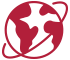 icon globe with line orbiting, red