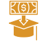 icon graduation cap and money, yellow