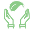 icon hands holding a leaf, green