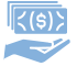 icon hand holding money, blue