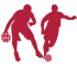 icon silhouette basketball and soccer players, red