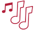 icon musical notes, red