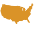 icon silhouette of the USA, yellow