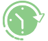 icon clock with arrow going around, green