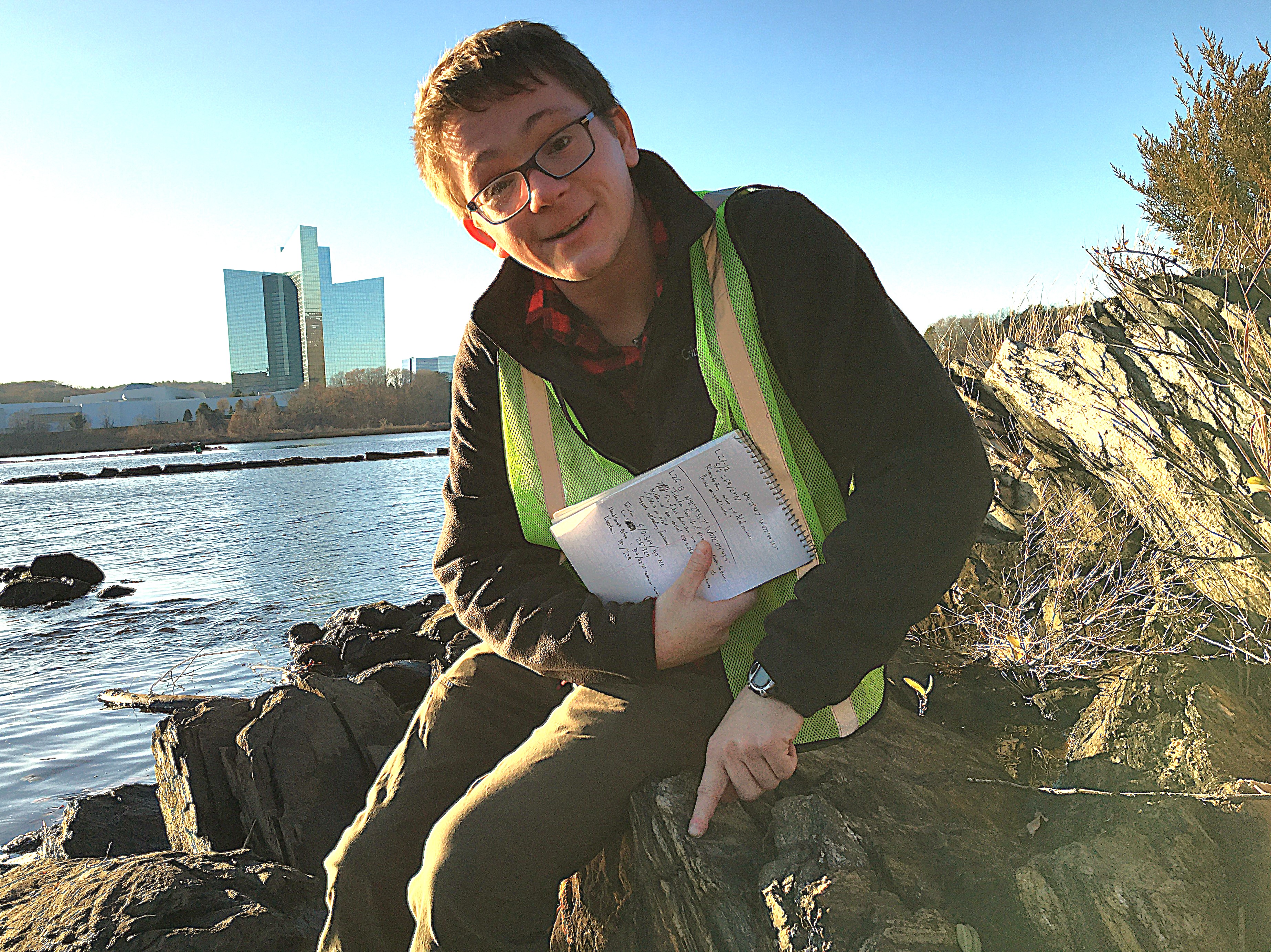 Thomas Zimmerman on Honey Hill Fault Zone, near Norwich, CT