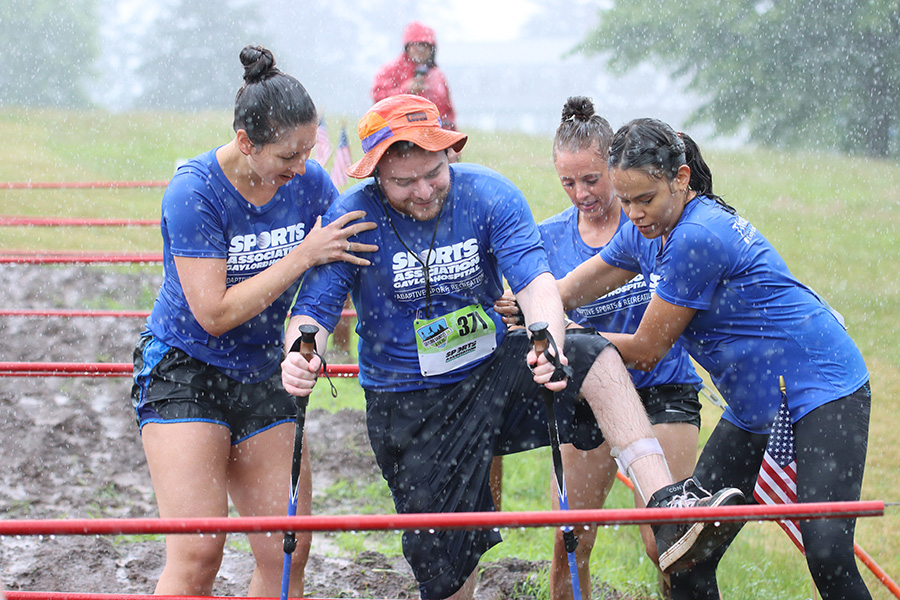 After a remarkable recovery, Cameron Senna participated in the Gaylord Gauntlet this June, assisted by Gaylord Hospital therapists. Photos courtesy of Gaylord Hospital