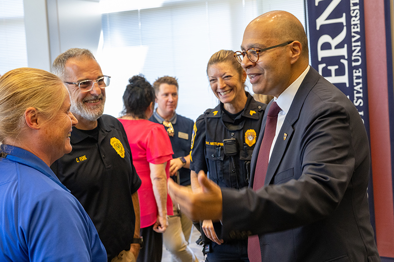 President Ismaili greeting people