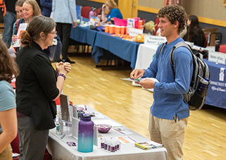 Eastern student talking to employer