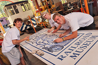 Railroad museum volunteers