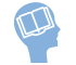 icon head with book inside, blue